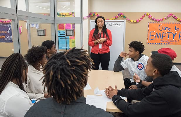 Young people taking part in an ACES career camp activity